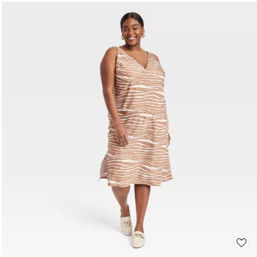 Women's Slip Dress - A New Day™ Brown Striped Size Medium New With Tags 3